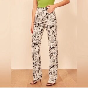 NWOT Reformation Newsprint High Rise Straight Long Jeans